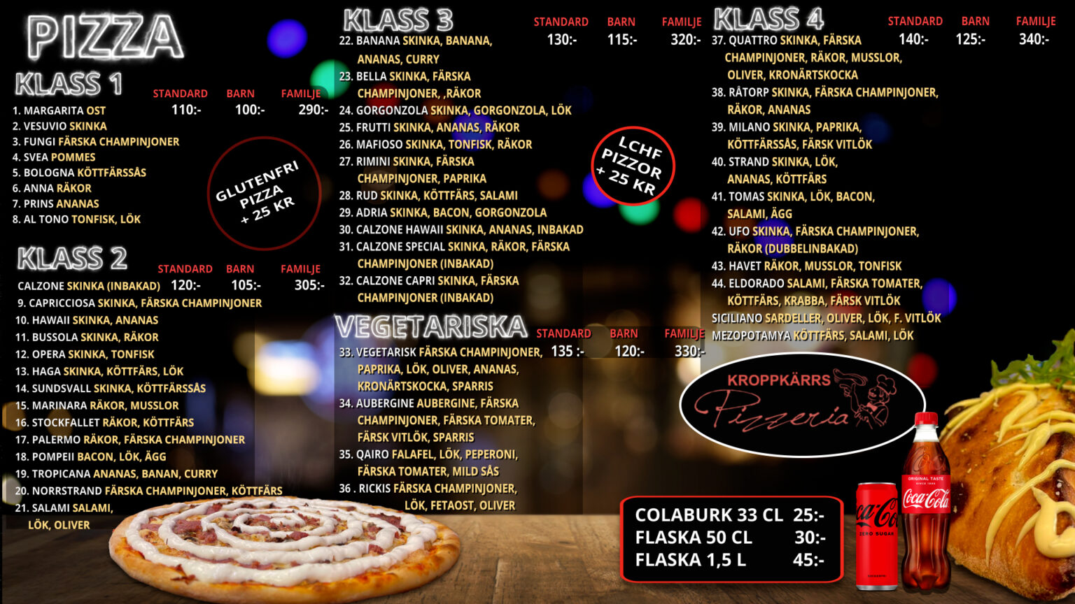 Meny Kroppkärr Pizzeria